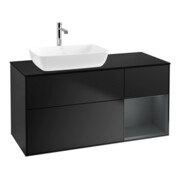 V&B Meuble sous lavabo Finion 120 cm, bleu mat, étagère médium mat laqué, bleu mat laqué