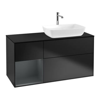 V&B Meuble sous lavabo Finion 120 cm, bleu mat, étagère médium mat laqué, bleu mat laqué