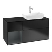 V&B Meuble sous lavabo Finion 120 cm, bleu mat, étagère médium mat laqué, bleu mat laqué-1