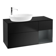 V&B Meuble sous lavabo Finion 120 cm, bleu mat, étagère médium mat laqué, bleu mat laqué-1