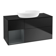 V&B Meuble sous-lavabo Finion 120 cm, bleu mat, étagère médium mat laqué, bleu mat laqué