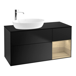 V&B Meuble sous lavabo Finion 120 cm, bleu mat, porte battante, bleu mat laqué