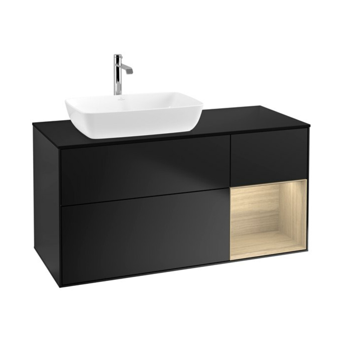 V&B Meuble sous lavabo Finion 120 cm, bleu mat, réglette Oa ven, bleu mat Lac