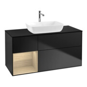 V&B Meuble sous lavabo Finion 120 cm, bleu mat, tiroir, bleu mat laqué
