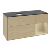 V&B Meuble sous lavabo Finion 120 cm, bleu pâle, laqué, poignée argentée