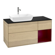V&B Meuble sous lavabo Finion 120 cm, bleu pâle, porte battante, laqué, sans poignée