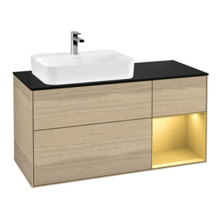 V&B Meuble sous lavabo Finion 120 cm, bleu pâle, porte battante, tiroir