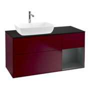 V&B Meuble sous lavabo Finion 120 cm, bleu pâle, porte médiane avec laque, poignée métallique-1
