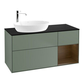 V&B Meuble sous lavabo Finion 120 cm, bleu, placage noyer, huile et laque