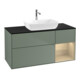 V&B Meuble sous lavabo Finion 120 cm, bleu, porte battante, olivier mat laqué-1