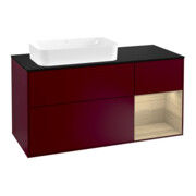 V&B Meuble sous lavabo Finion 120 cm, bleu, tiroir, poignée métallique