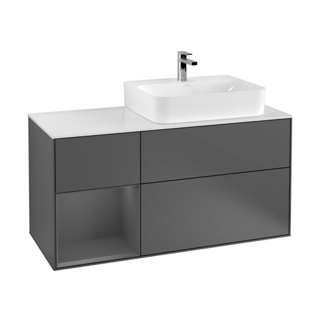 V&B Meuble sous lavabo Finion 120 cm, éclairage mural, anthracite