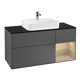 V&B Meuble sous lavabo Finion 120 cm, éclairage mural, anthracite
