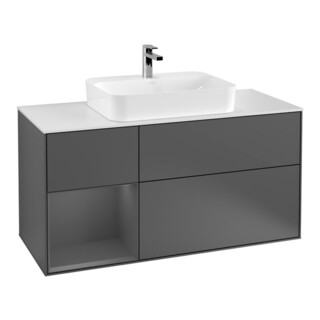 V&B Meuble sous lavabo Finion 120 cm, éclairage mural, anthracite