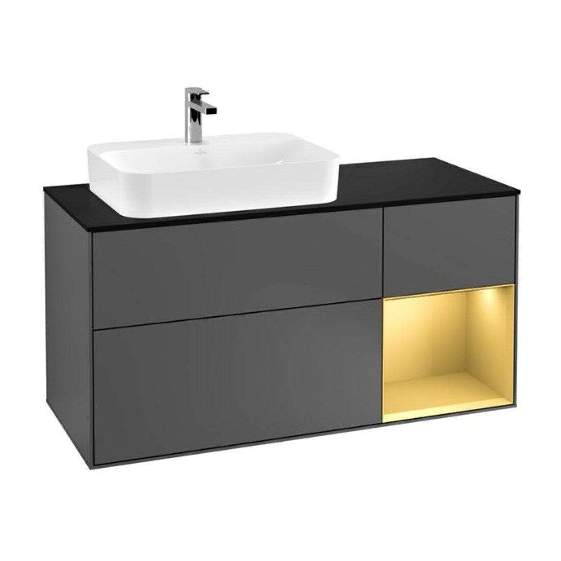 V&B Meuble sous-lavabo Finion 120 cm, éclairage mural, anthracite