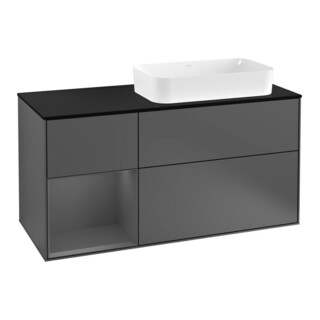 V&B Meuble sous lavabo Finion 120 cm, éclairage mural, anthracite