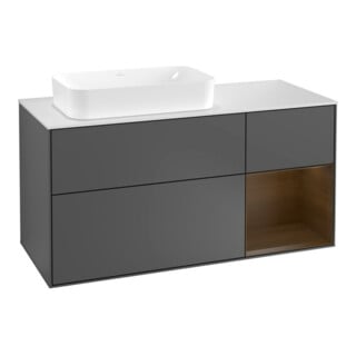 V&B Meuble sous lavabo Finion 120 cm, éclairage mural, anthracite
