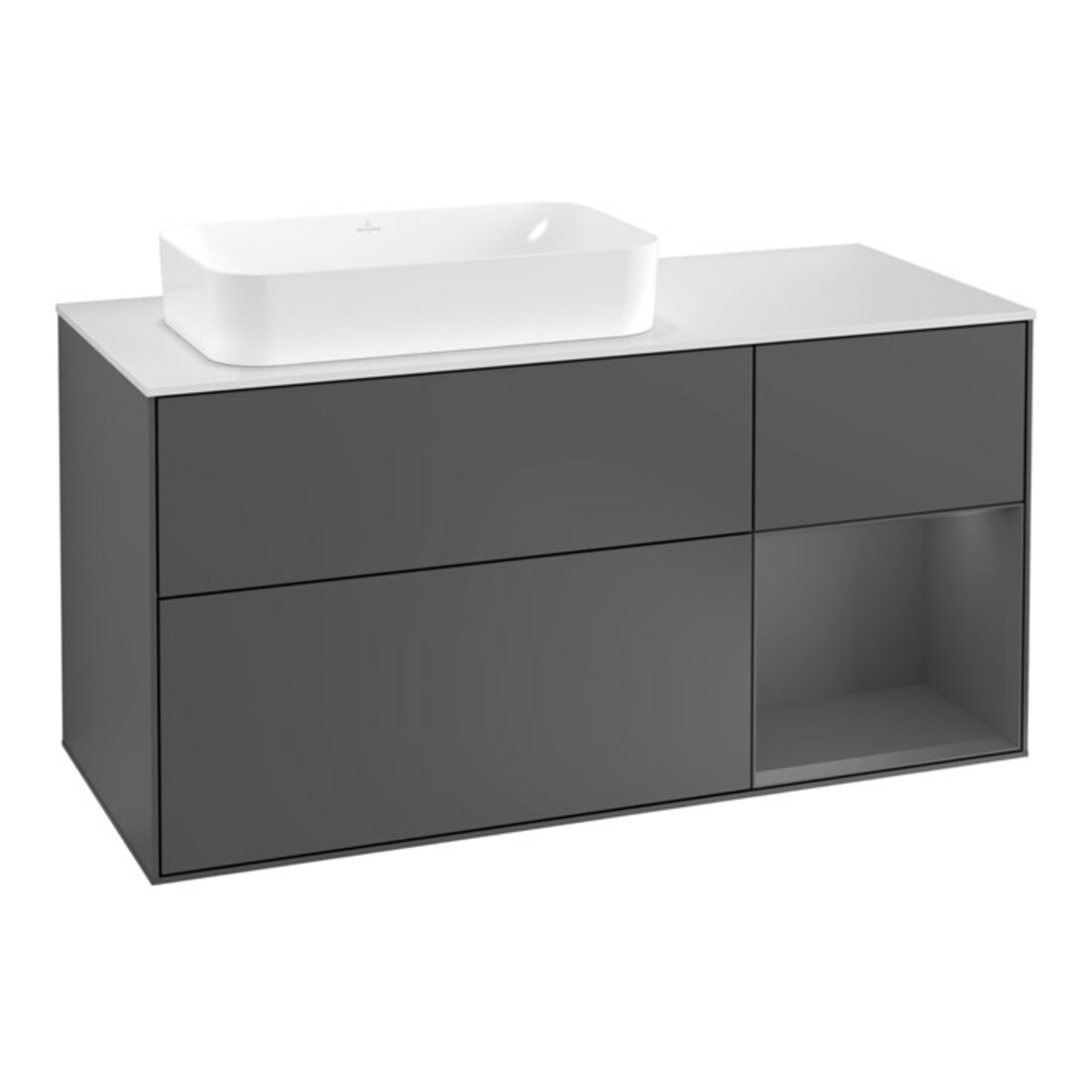 V&B Meuble sous lavabo Finion 120 cm, éclairage mural, anthracite