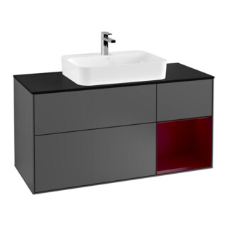 V&B Meuble sous lavabo Finion 120 cm, éclairage mural, anthracite