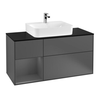 V&B Meuble sous lavabo Finion 120 cm, éclairage mural, anthracite
