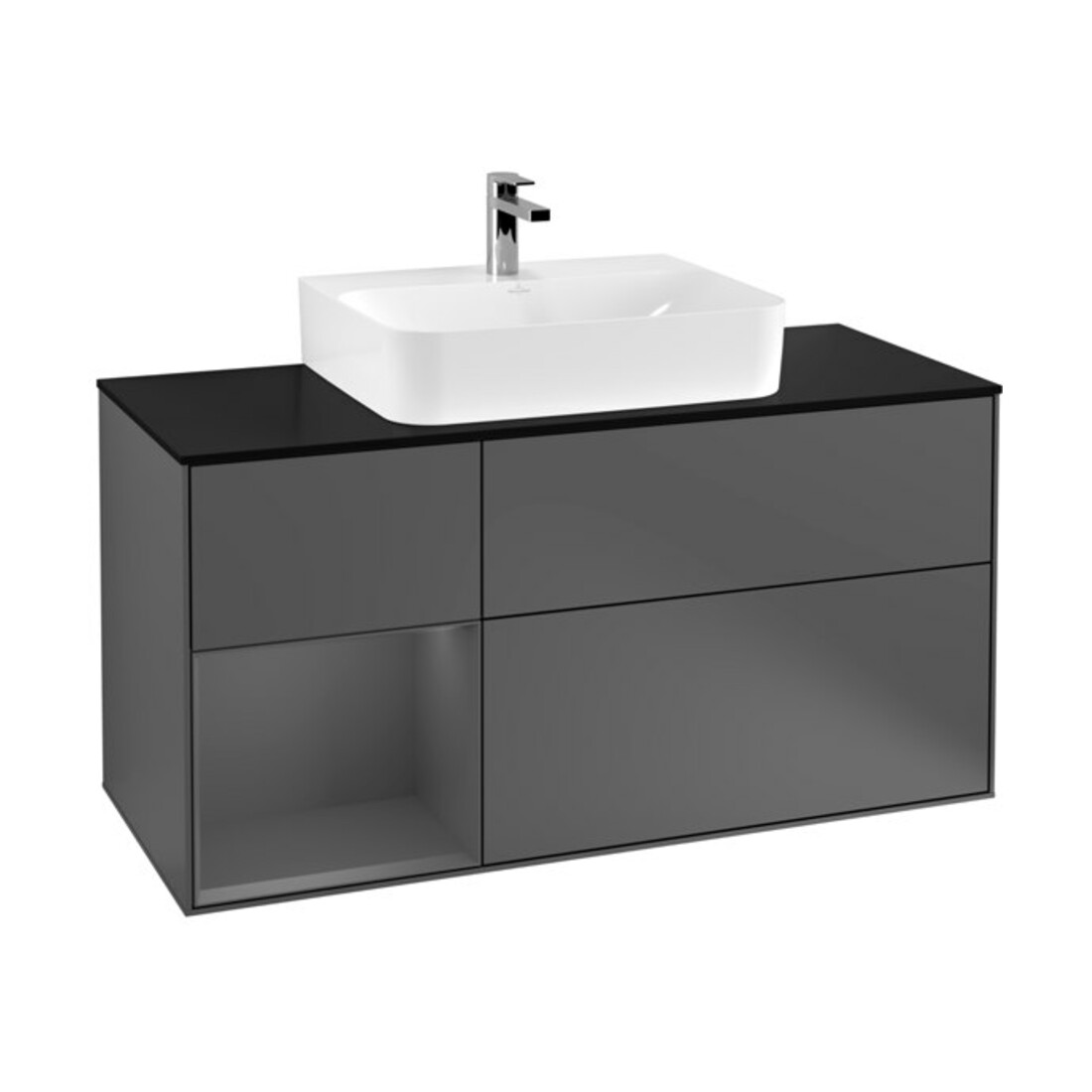 V&B Meuble sous lavabo Finion 120 cm, éclairage mural, anthracite
