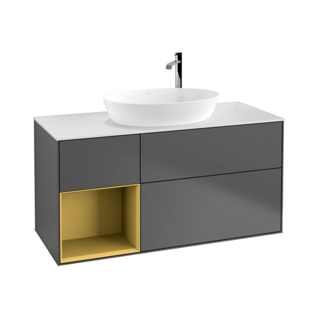 V&B Meuble sous lavabo Finion 120 cm, éclairage mural, anthracite