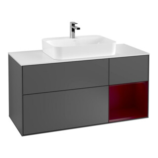 V&B Meuble sous lavabo Finion 120 cm, éclairage mural, anthracite
