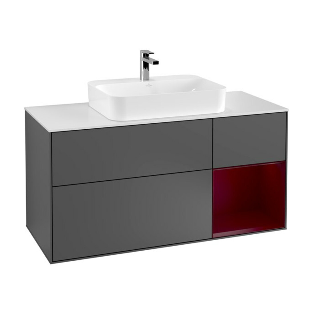 V&B Meuble sous lavabo Finion 120 cm, éclairage mural, anthracite