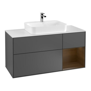 V&B Meuble sous lavabo Finion 120 cm, éclairage mural, anthracite