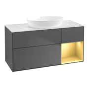 V&B Meuble sous lavabo Finion 120 cm, éclairage mural, anthracite, laqué
