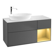 V&B Meuble sous lavabo Finion 120 cm, éclairage mural, anthracite, laqué-1
