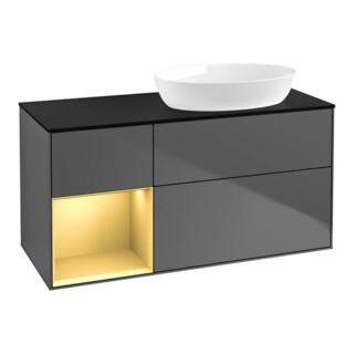 V&B Meuble sous-lavabo Finion 120 cm, éclairage mural, anthracite, laqué