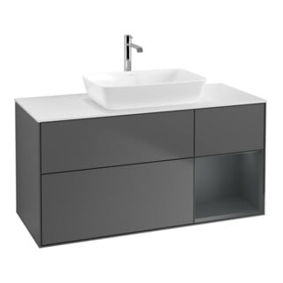 V&B Meuble sous-lavabo Finion 120 cm, éclairage mural, anthracite, laqué mat