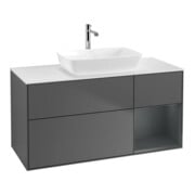 V&B Meuble sous-lavabo Finion 120 cm, éclairage mural, anthracite, laqué mat