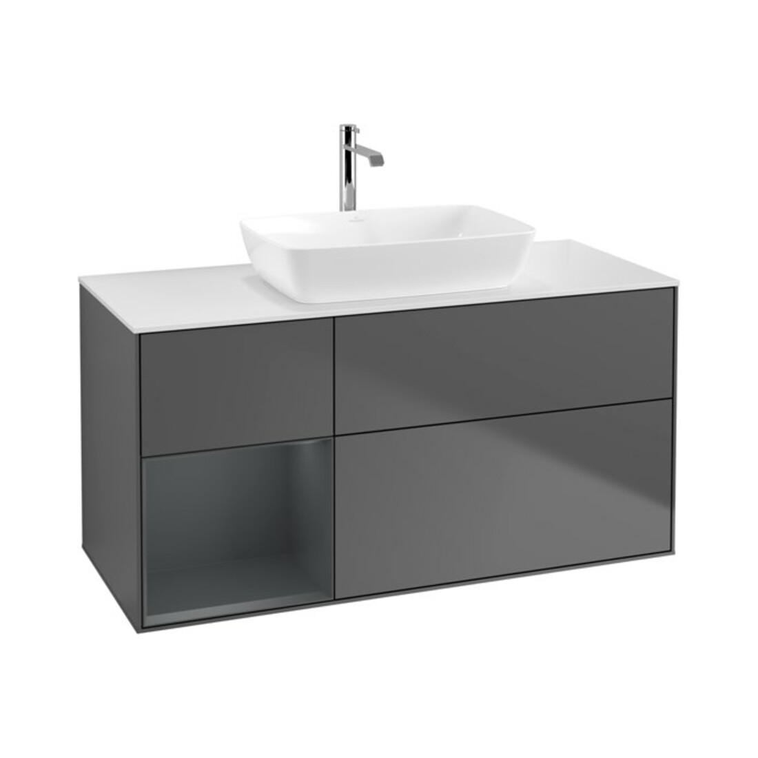 V&B Meuble sous-lavabo Finion 120 cm, éclairage mural, anthracite m.