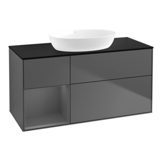 V&B Meuble sous lavabo Finion 120 cm, éclairage mural, anthracite m