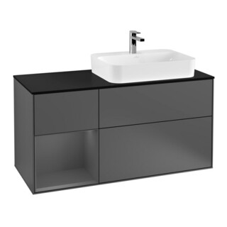 V&B Meuble sous lavabo Finion 120 cm, éclairage mural, anthracite m