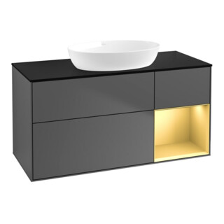 V&B Meuble sous-lavabo Finion 120 cm, éclairage mural, anthracite m.