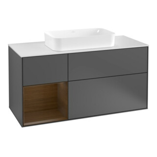 V&B Meuble sous lavabo Finion 120 cm, éclairage mural, anthracite m