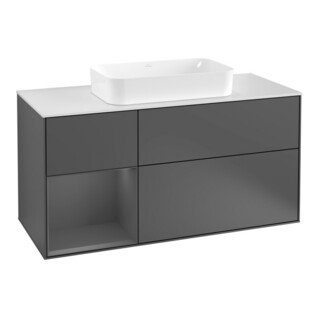 V&B Meuble sous lavabo Finion 120 cm, éclairage mural, anthracite m