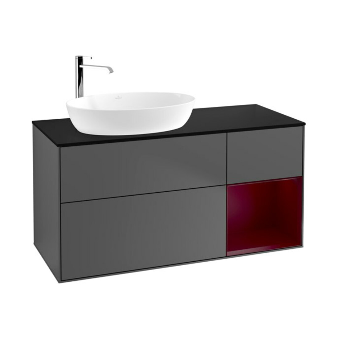V&B Meuble sous-lavabo Finion 120 cm, éclairage mural, anthracite m