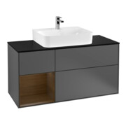 V&B Meuble sous lavabo Finion 120 cm, éclairage mural, anthracite m