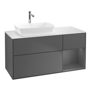 V&B Meuble sous lavabo Finion 120 cm, éclairage mural, anthracite m