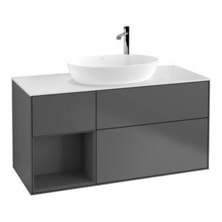 V&B Meuble sous-lavabo Finion 120 cm, éclairage mural, anthracite m