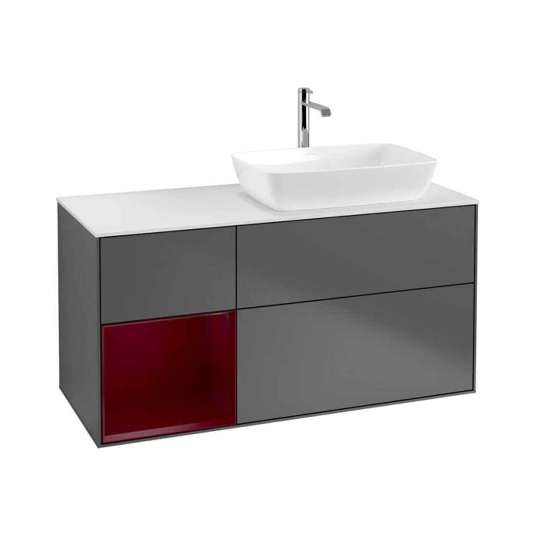 V&B Meuble sous-lavabo Finion 120 cm, éclairage mural, anthracite m