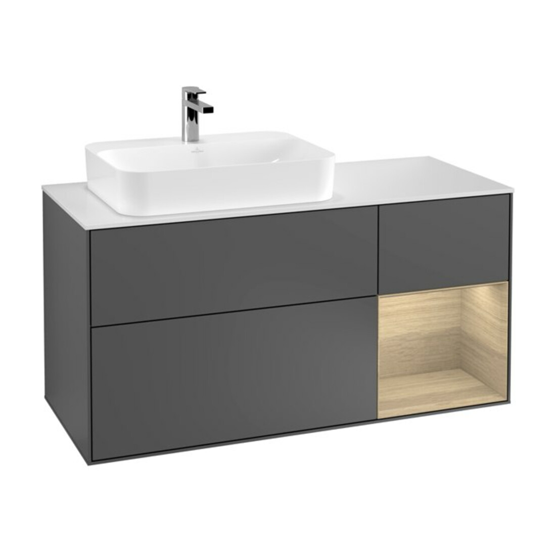 V&B Meuble sous-lavabo Finion 120 cm, éclairage mural, anthracite m
