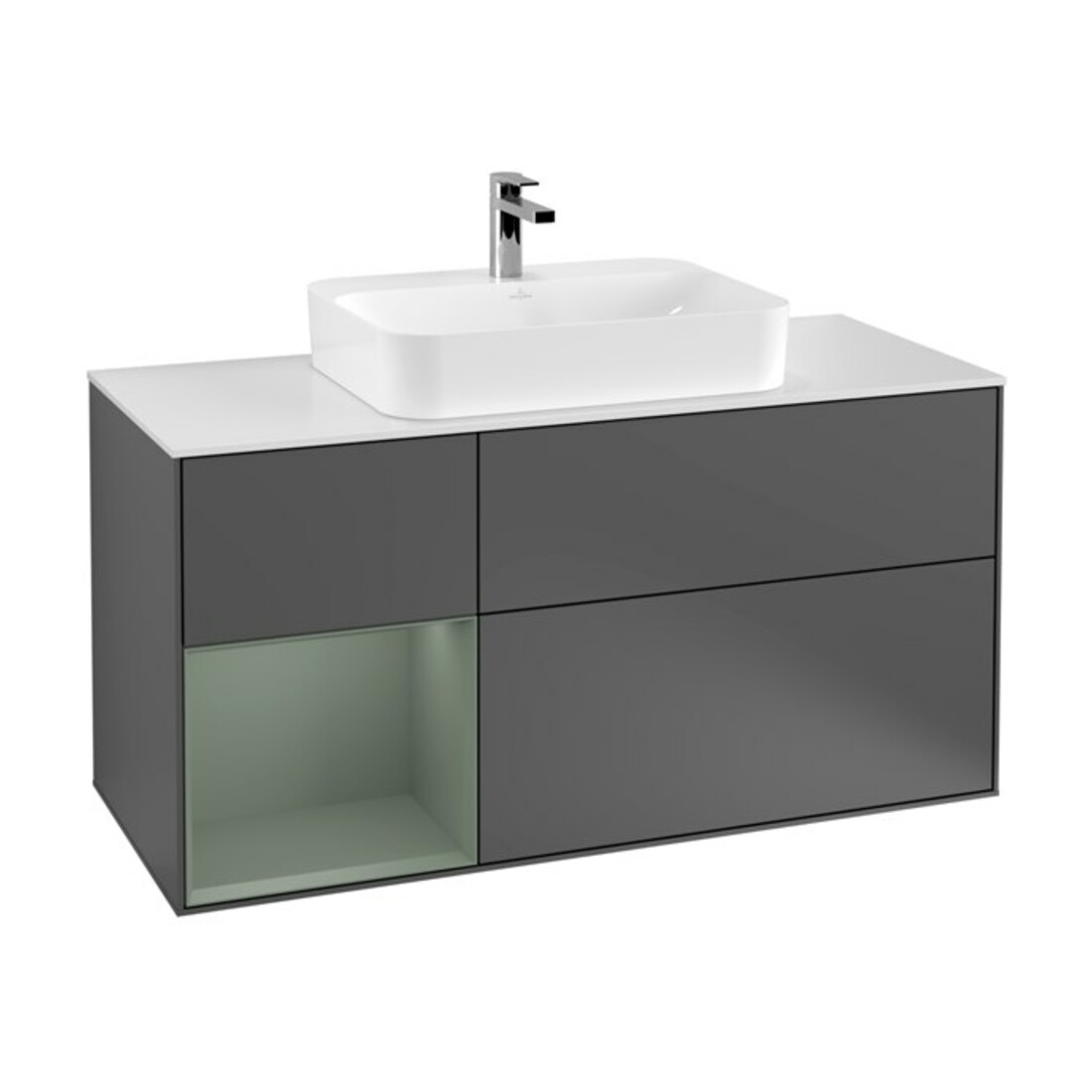 V&B Meuble sous lavabo Finion 120 cm, éclairage mural, anthracite m