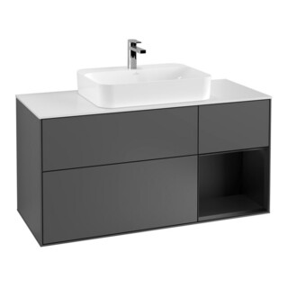 V&B Meuble sous lavabo Finion 120 cm, éclairage mural, anthracite m