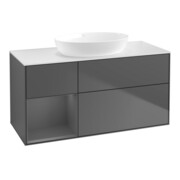 V&B Meuble sous lavabo Finion 120 cm, éclairage mural, anthracite m