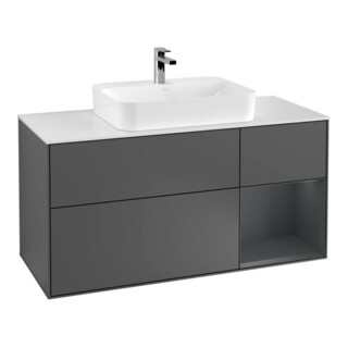 V&B Meuble sous lavabo Finion 120 cm, éclairage mural, anthracite mat